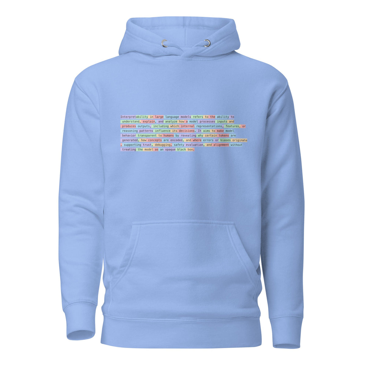 Image of the Premium Tokenized Definition of Interpretability Hoodie (unisex) Carolina Blue / S.