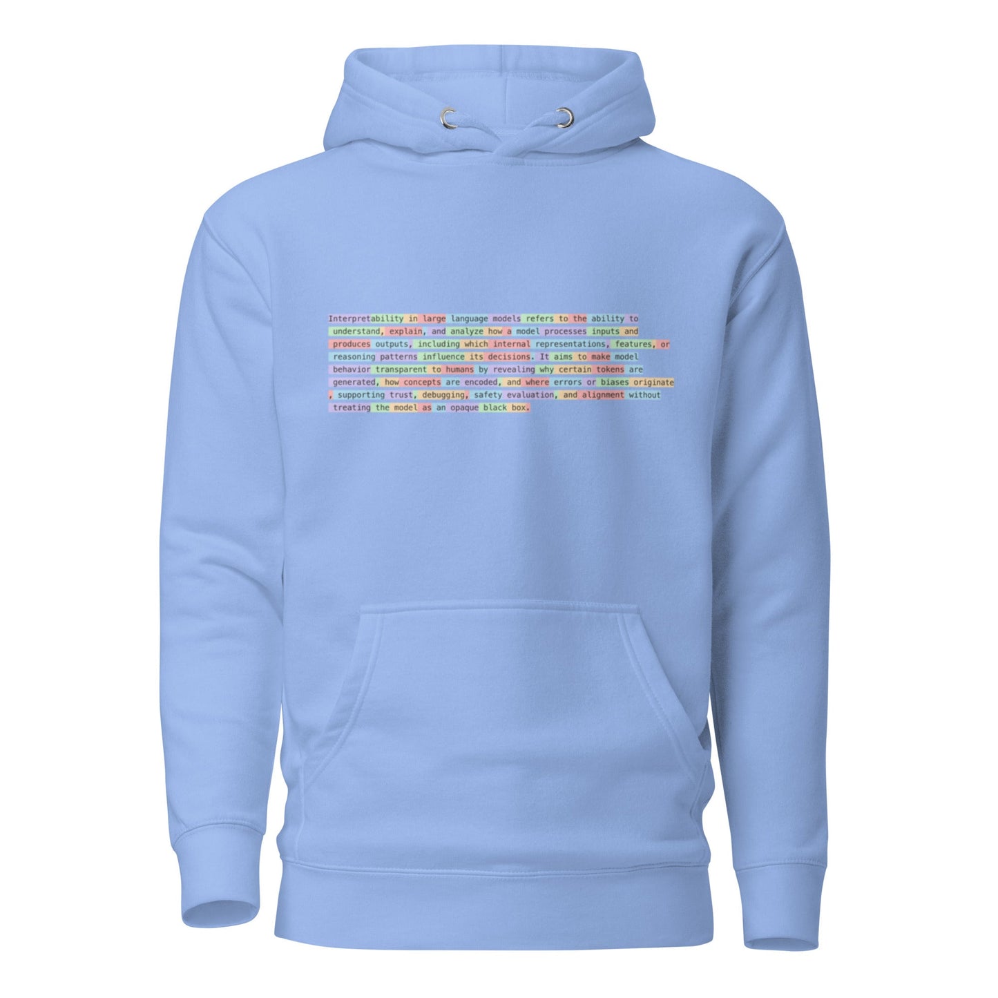 Image of the Premium Tokenized Definition of Interpretability Hoodie (unisex) Carolina Blue / S.
