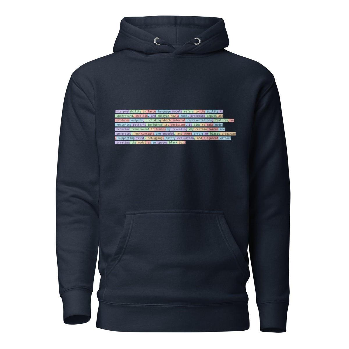 Image of the Premium Tokenized Definition of Interpretability Hoodie (unisex) Navy Blazer / S.