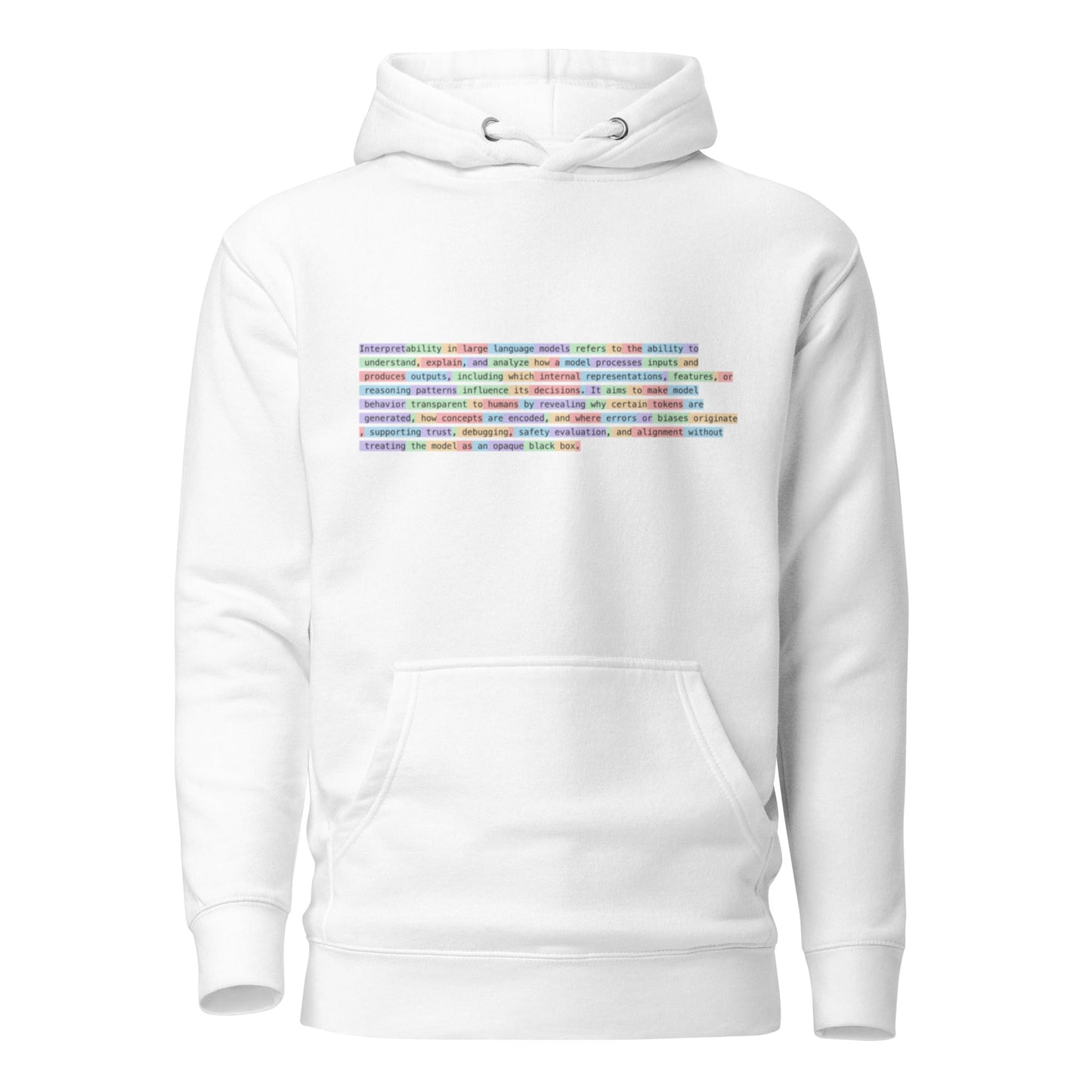 Image of the Premium Tokenized Definition of Interpretability Hoodie (unisex) White / M.