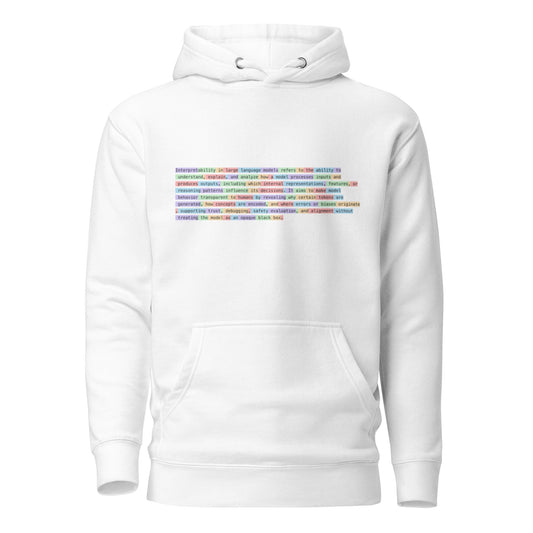 Image of the Premium Tokenized Definition of Interpretability Hoodie (unisex) White / M.