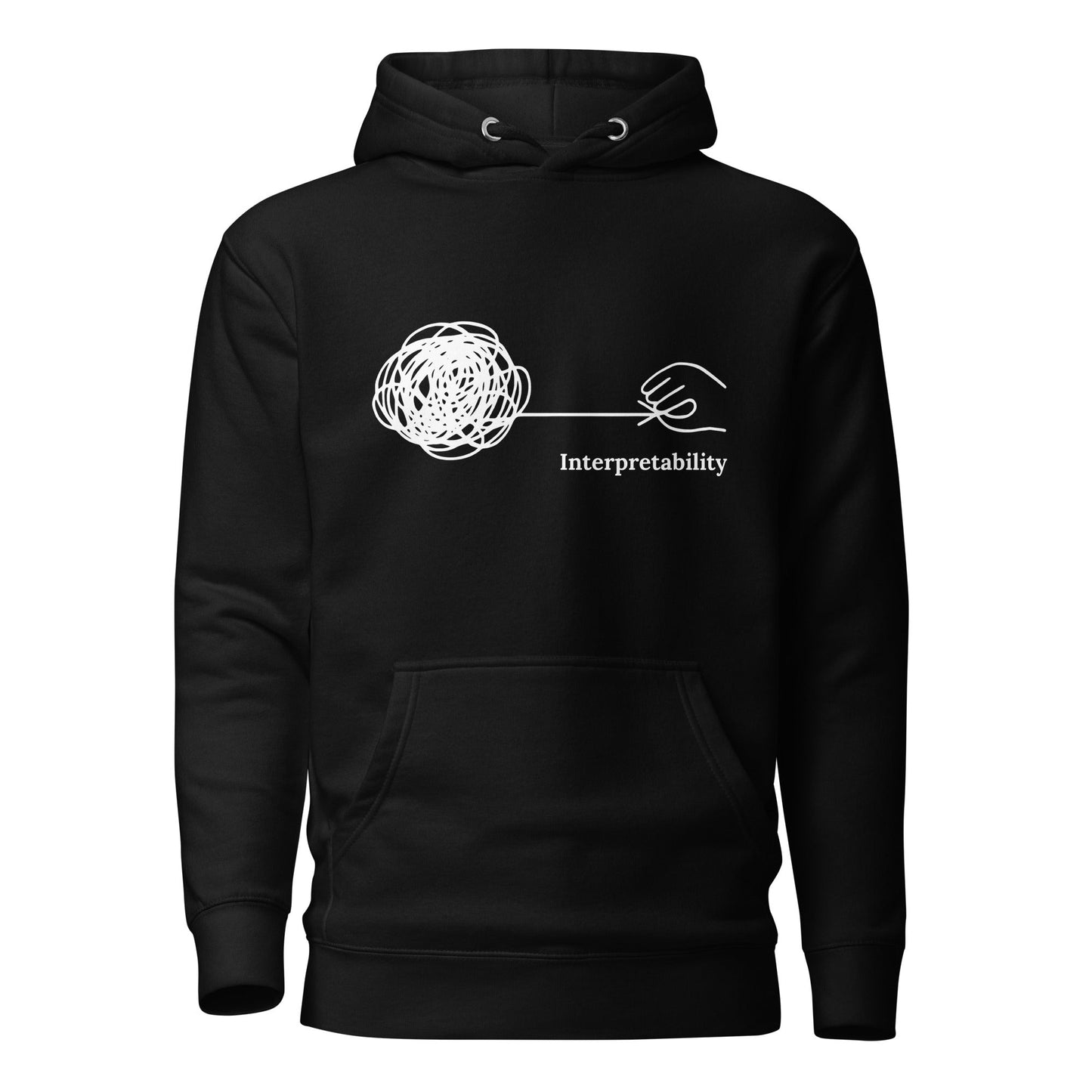 Image of the Premium Interpretability in White Hoodie (unisex) Black / M.
