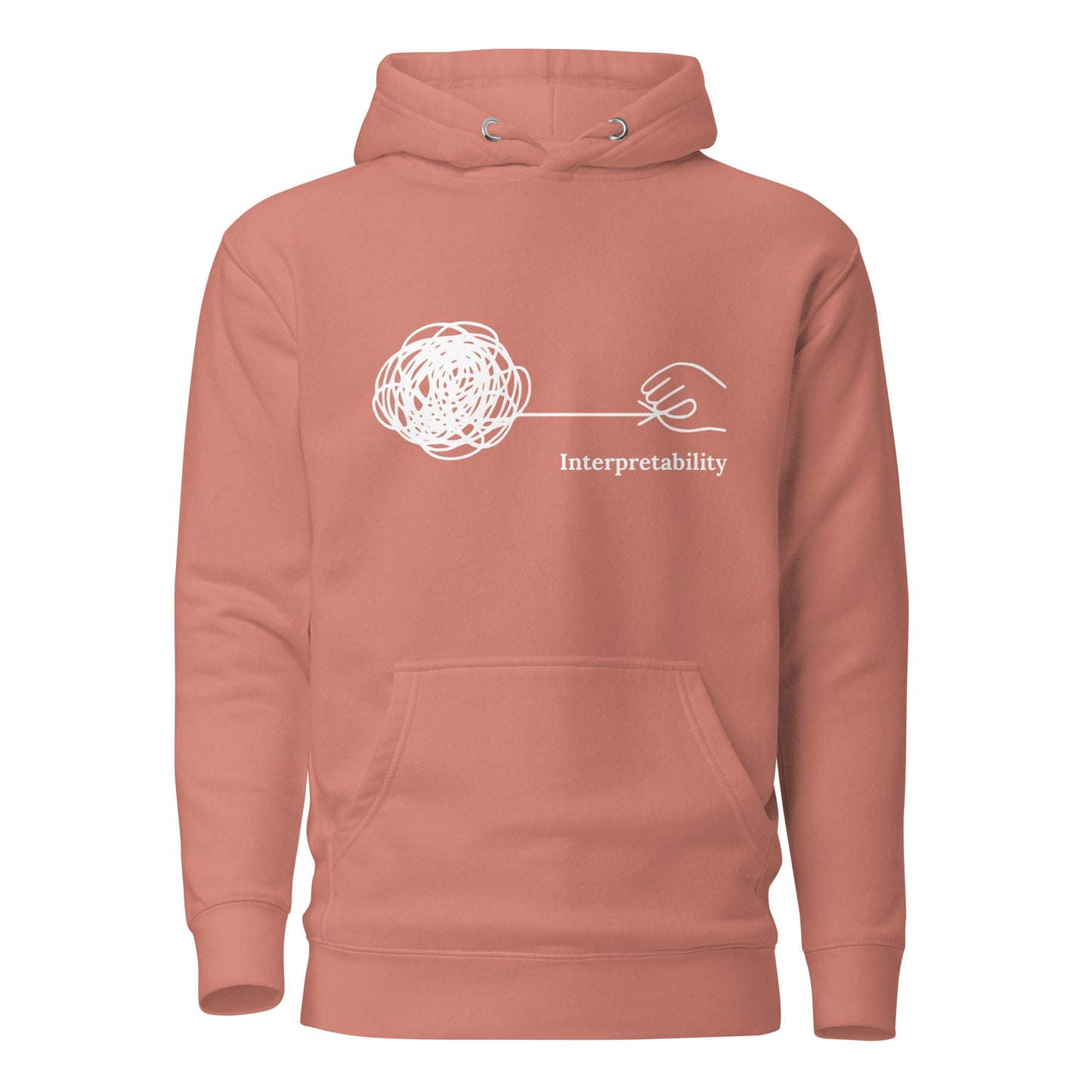 Image of the Premium Interpretability in White Hoodie (unisex) Dusty Rose / M.