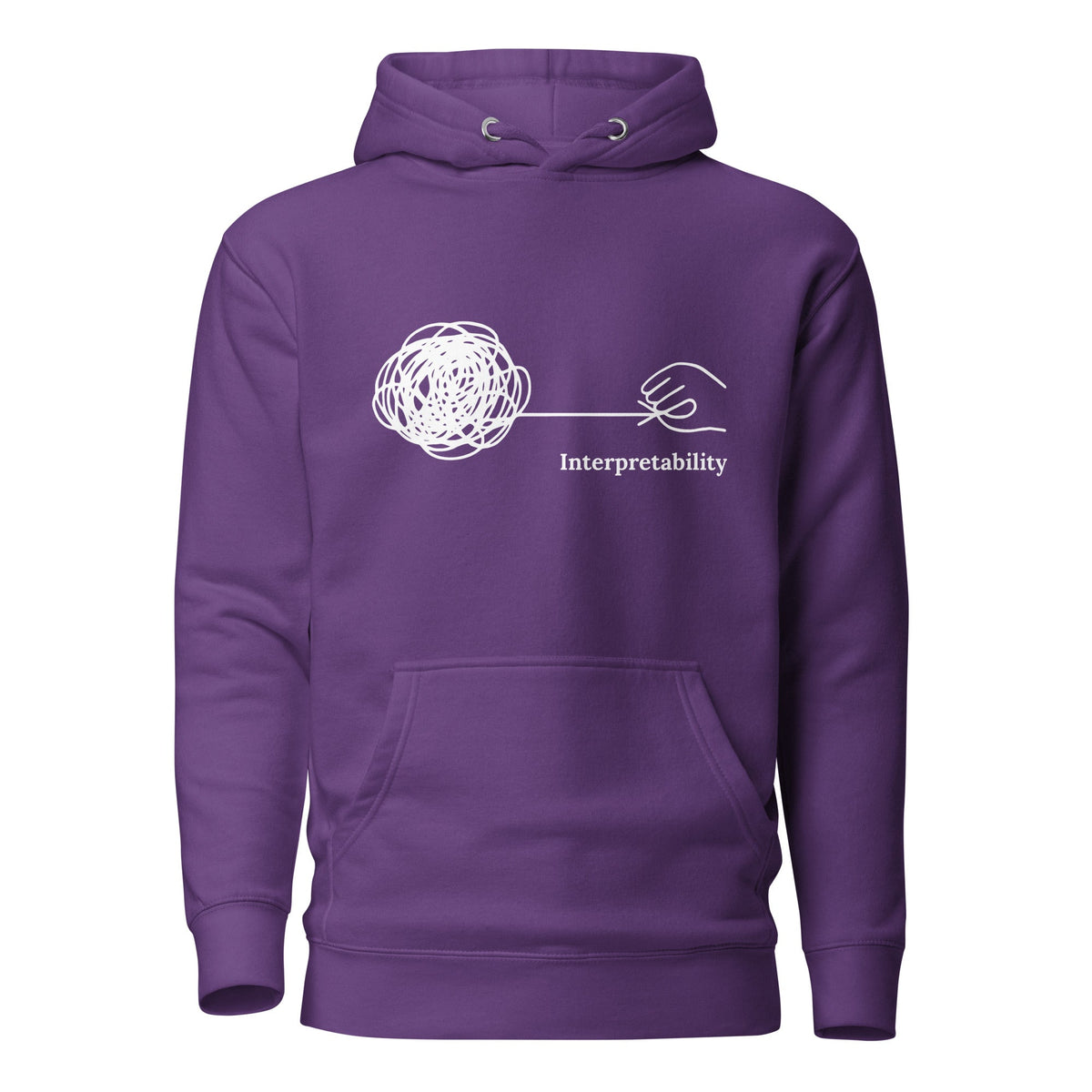 Image of the Premium Interpretability in White Hoodie (unisex) Purple / M.