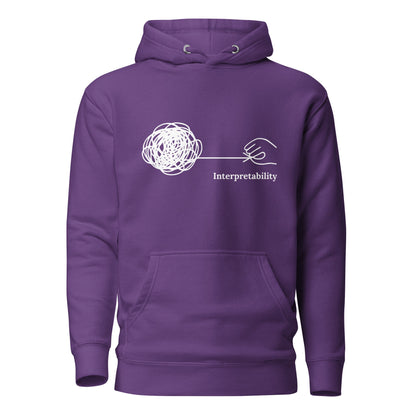 Image of the Premium Interpretability in White Hoodie (unisex) Purple / M.