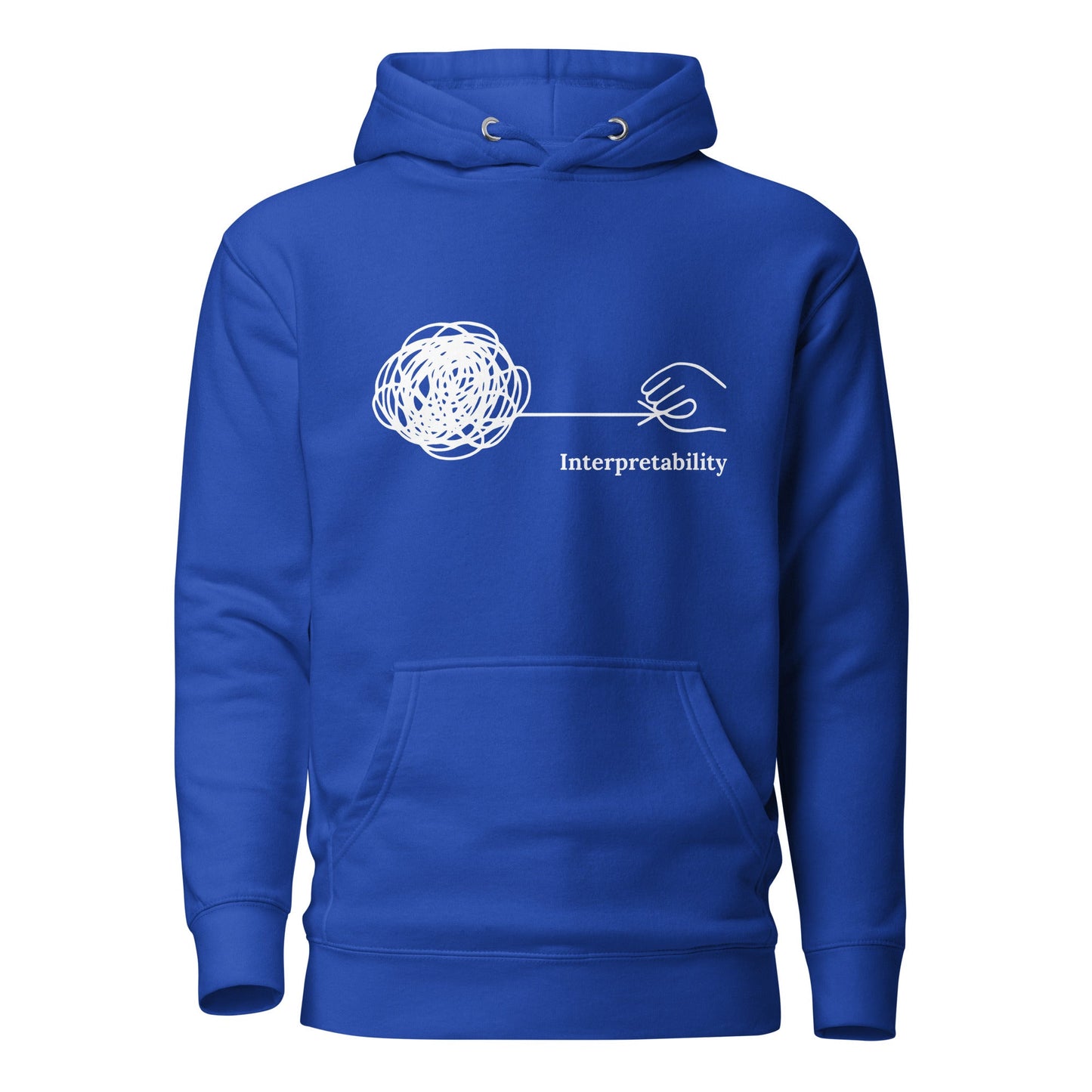 Image of the Premium Interpretability in White Hoodie (unisex) Team Royal / M.