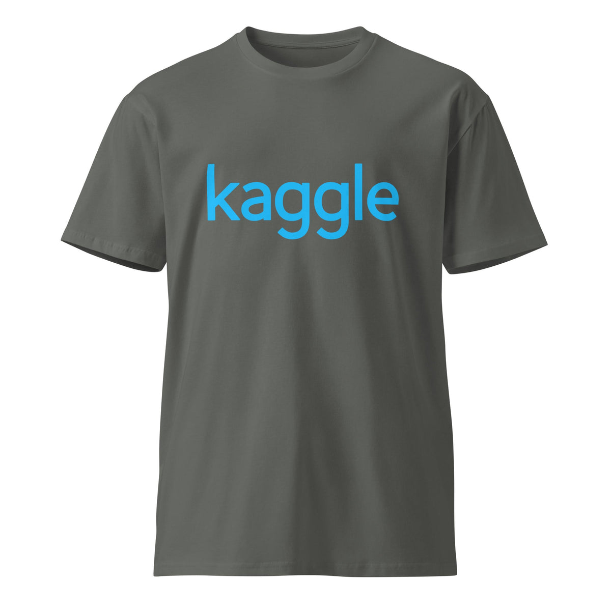 Product mockup photo of the Premium Kaggle Logo T Shirt (unisex) Charcoal / M.
