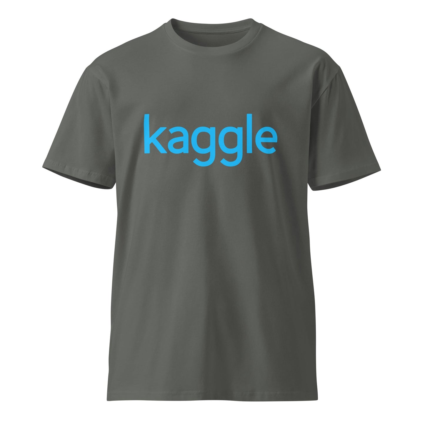 Product mockup photo of the Premium Kaggle Logo T Shirt (unisex) Charcoal / M.
