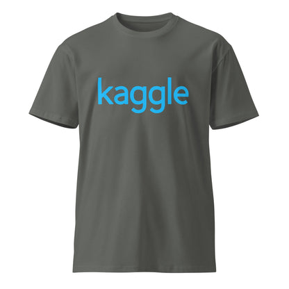 Product mockup photo of the Premium Kaggle Logo T Shirt (unisex) Charcoal / M.