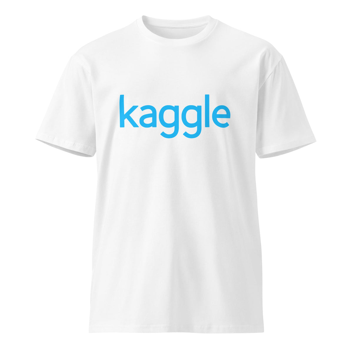 Product mockup photo of the Premium Kaggle Logo T Shirt (unisex) White / M.