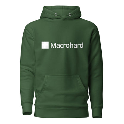 Product mockup photo of the Premium Macrohard Hoodie (unisex) Forest Green / M.