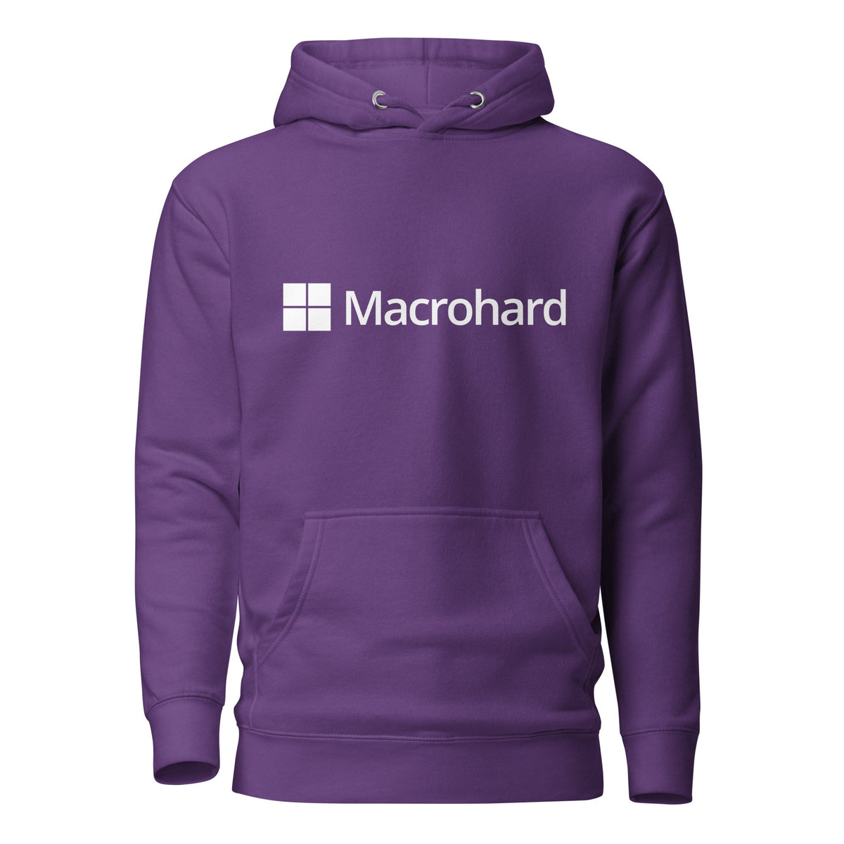 Product mockup photo of the Premium Macrohard Hoodie (unisex) Purple / M.
