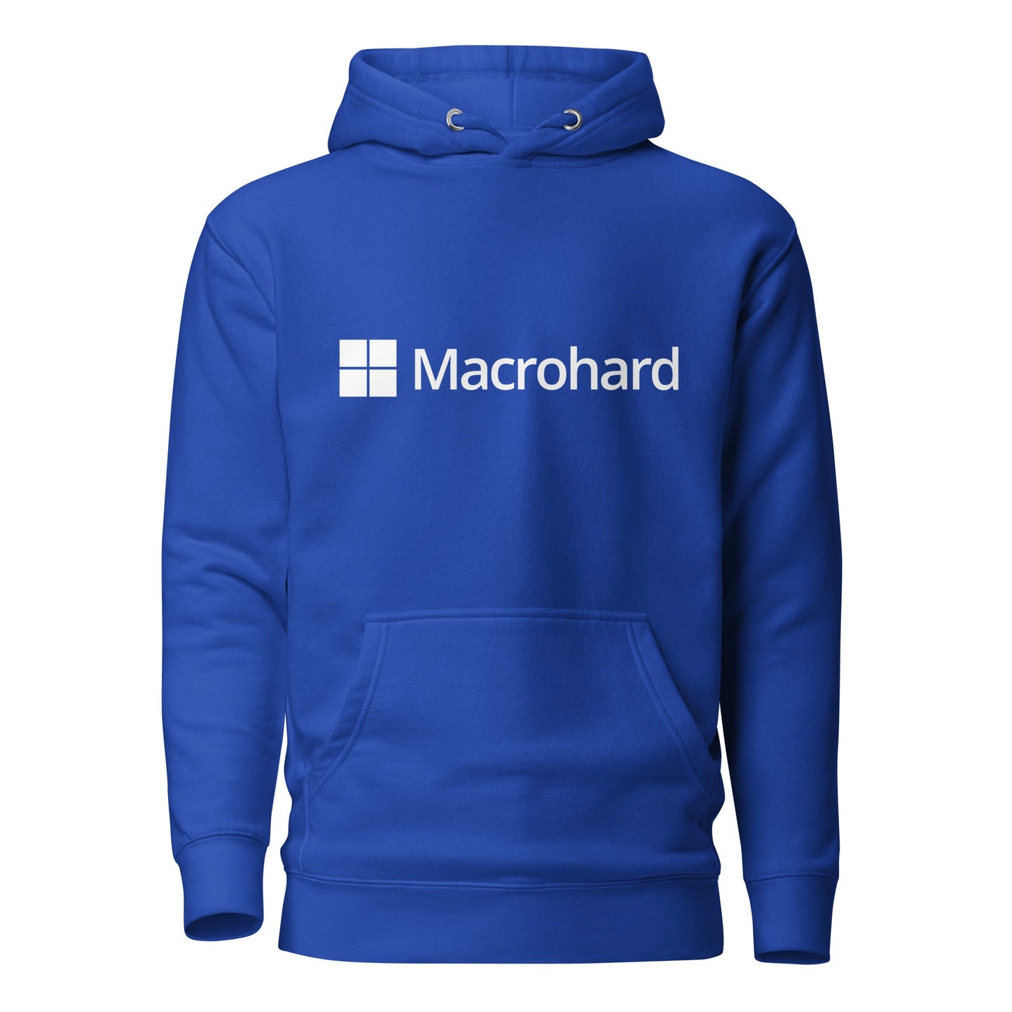 Product mockup photo of the Premium Macrohard Hoodie (unisex) Team Royal / M.