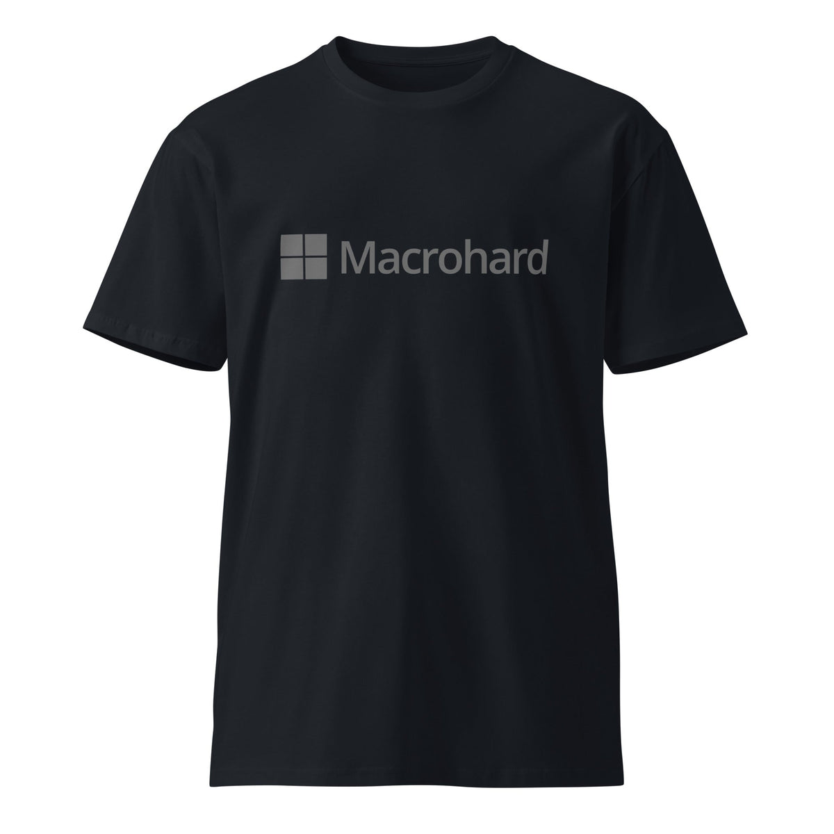Product mockup photo of the Premium Macrohard T Shirt (unisex) Navy / M.