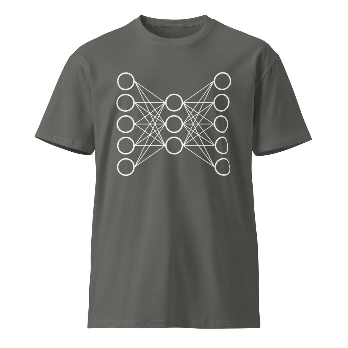 Mockup image of the Premium Neural Network T Shirt 9 (unisex) Charcoal / M.