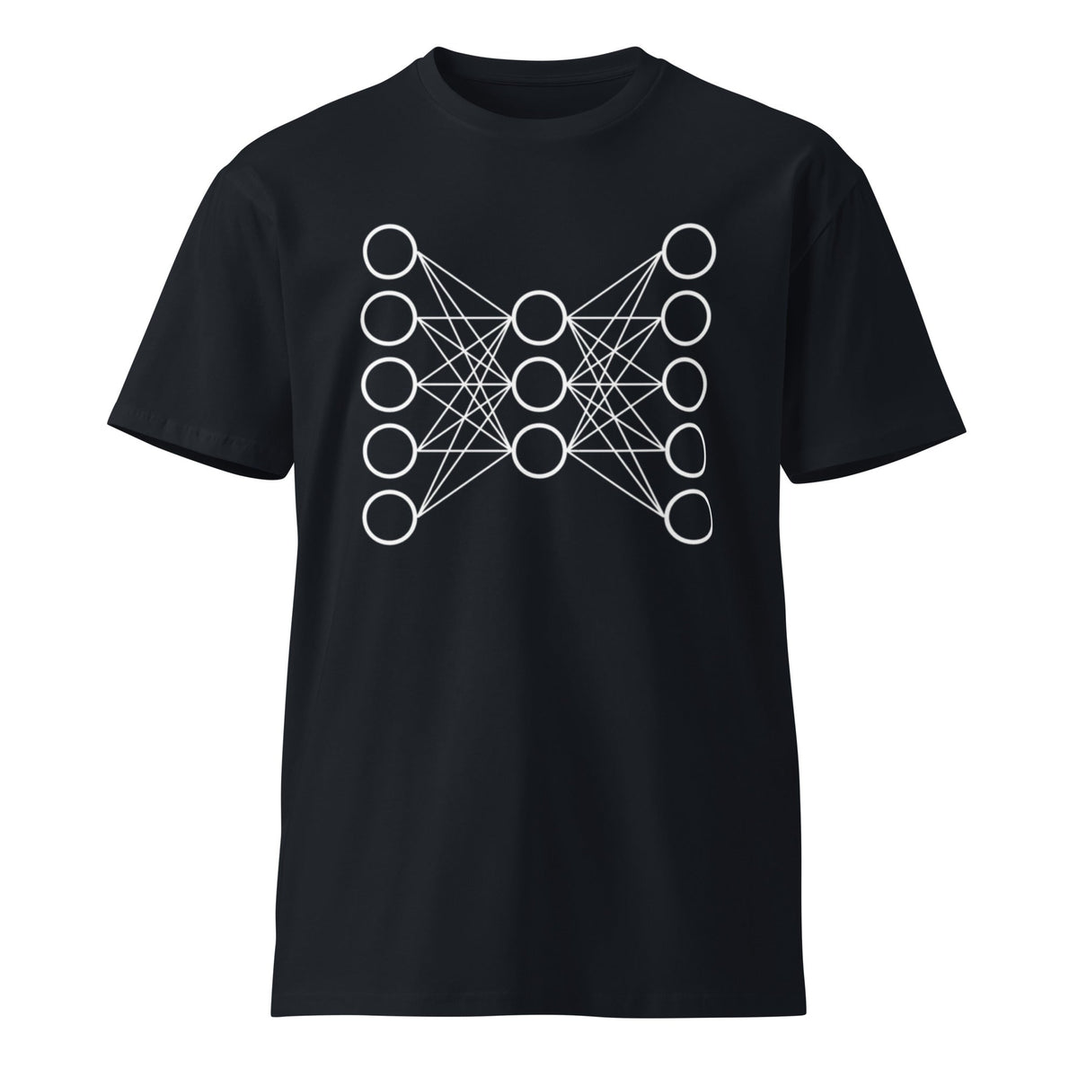 Mockup image of the Premium Neural Network T Shirt 9 (unisex) Navy / M.