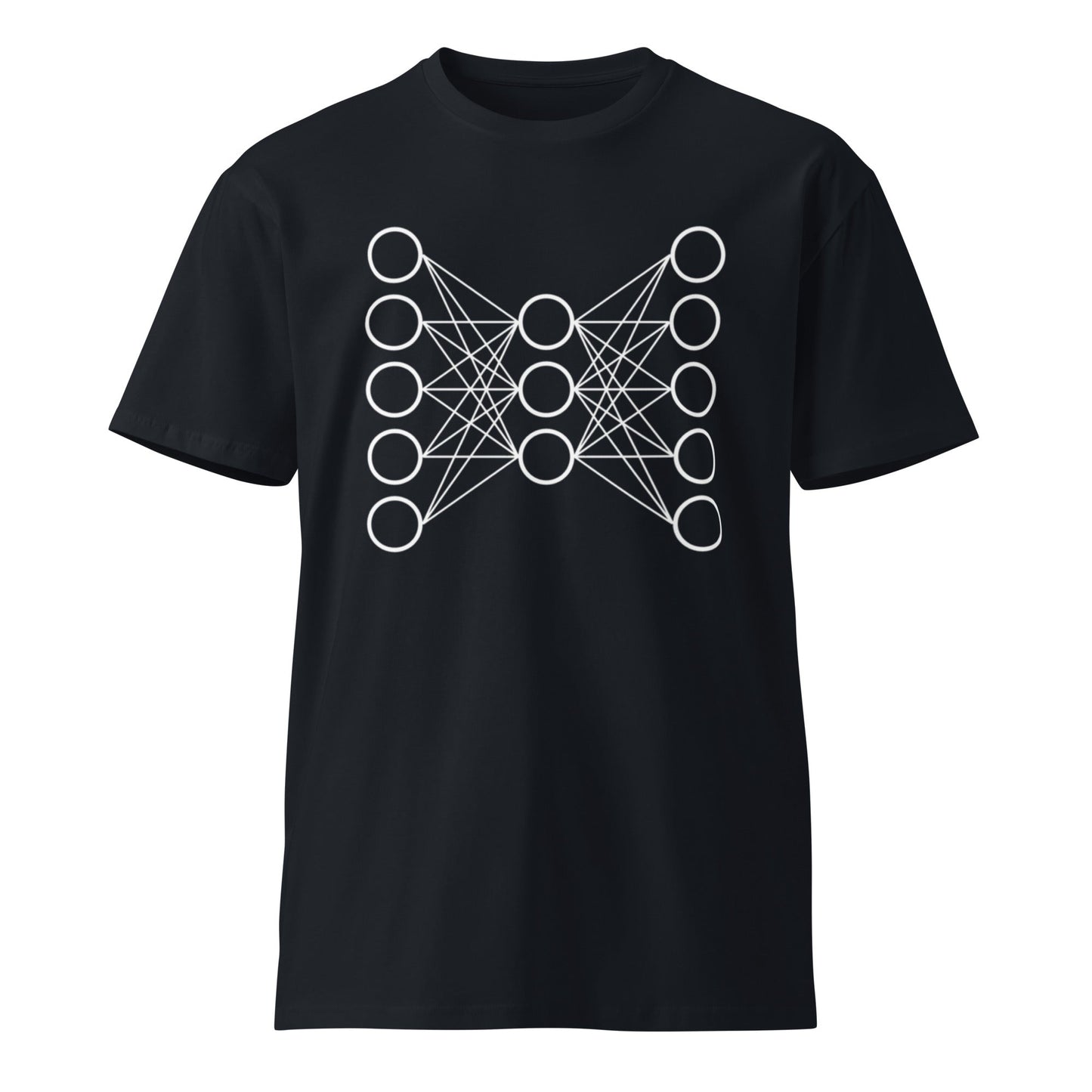 Mockup image of the Premium Neural Network T Shirt 9 (unisex) Navy / M.