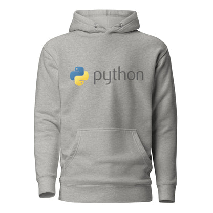 Image of the Premium Python Dark Logo Hoodie (unisex) Carbon Grey / M.