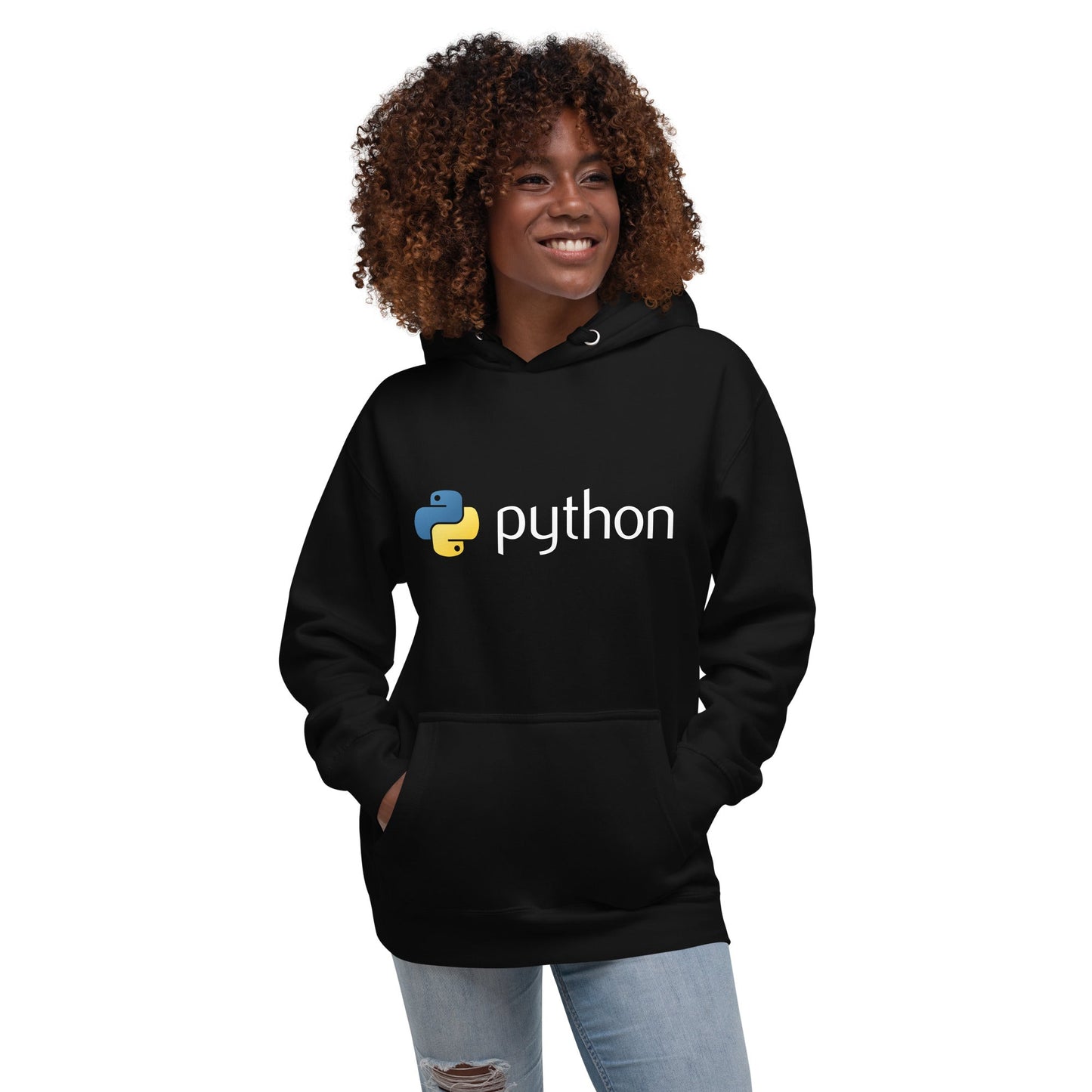 Product mockup photo of the Premium Python Logo Hoodie (unisex).