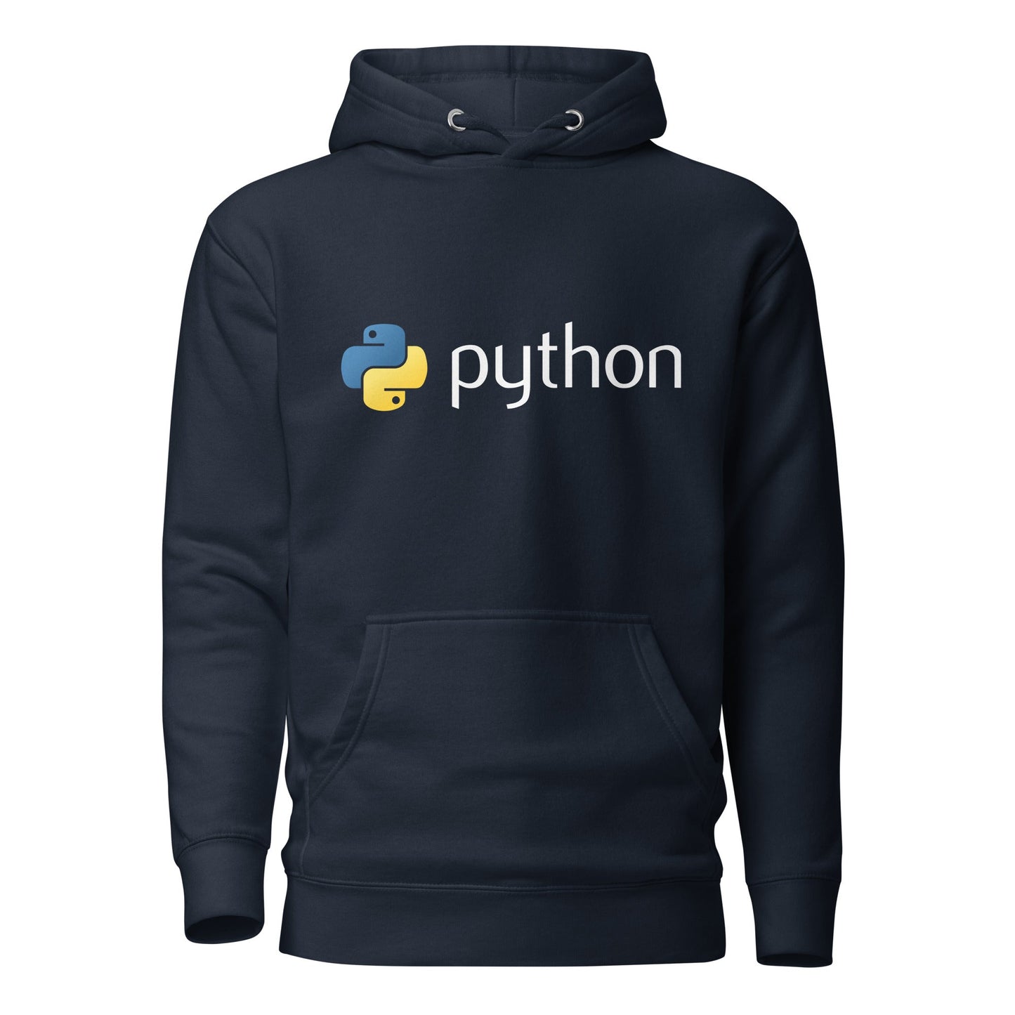 Product mockup photo of the Premium Python Logo Hoodie (unisex) Navy Blazer / M.