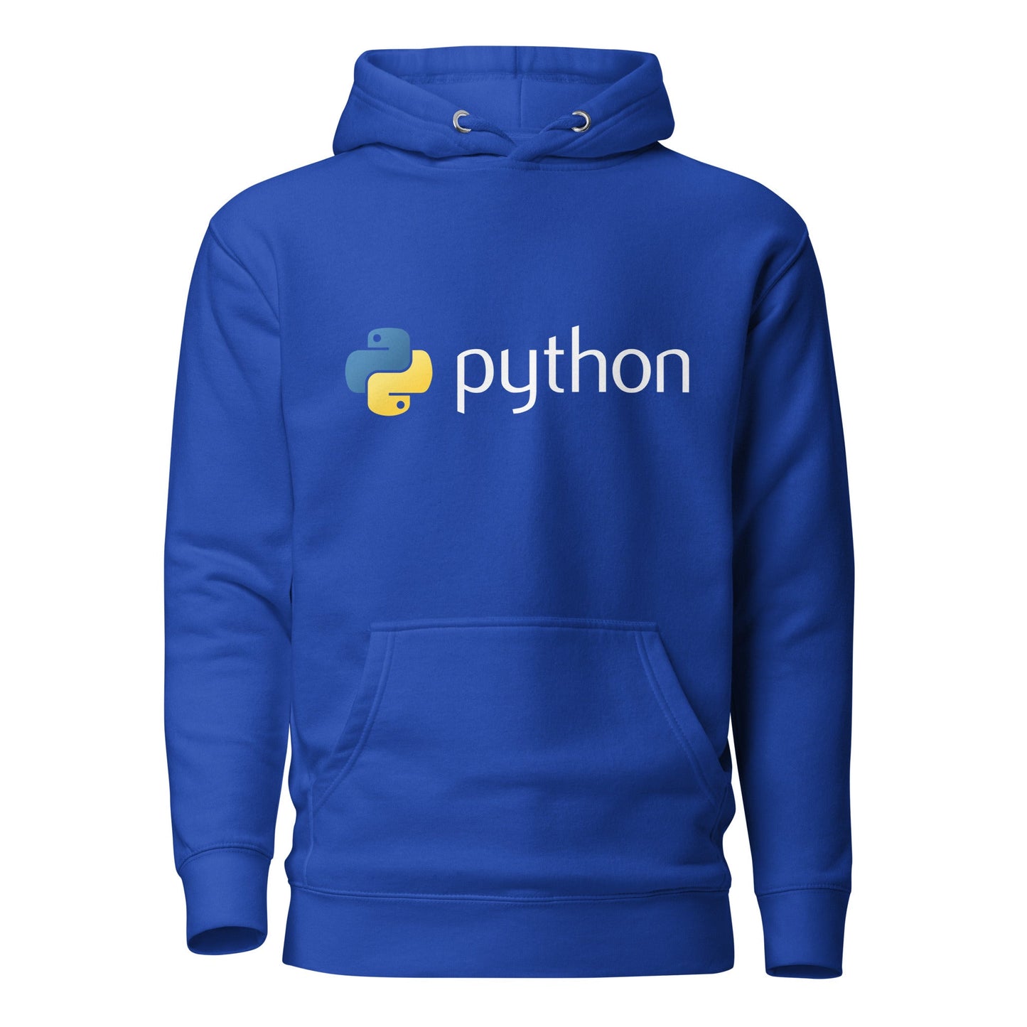 Product mockup photo of the Premium Python Logo Hoodie (unisex) Team Royal / M.