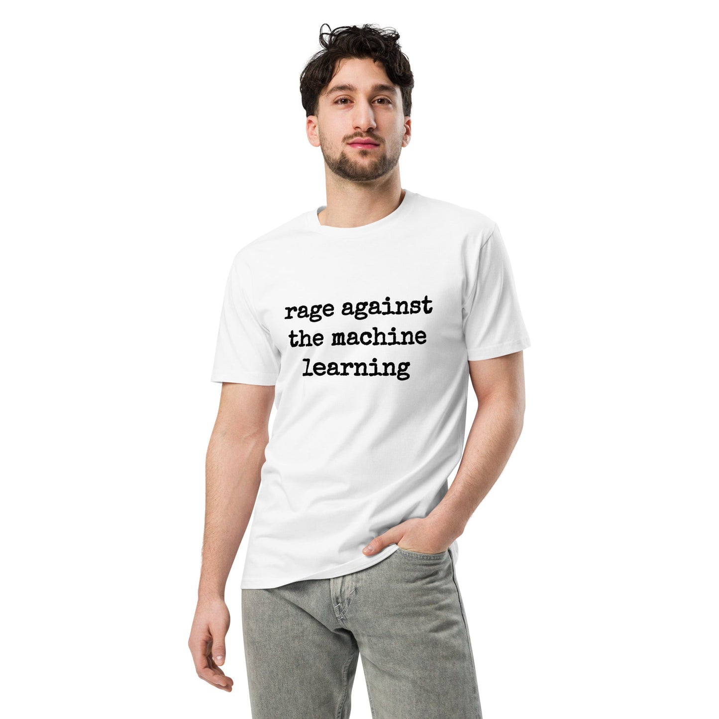 Mockup image of the Premium rage against the machine learning T Shirt 2 (unisex).