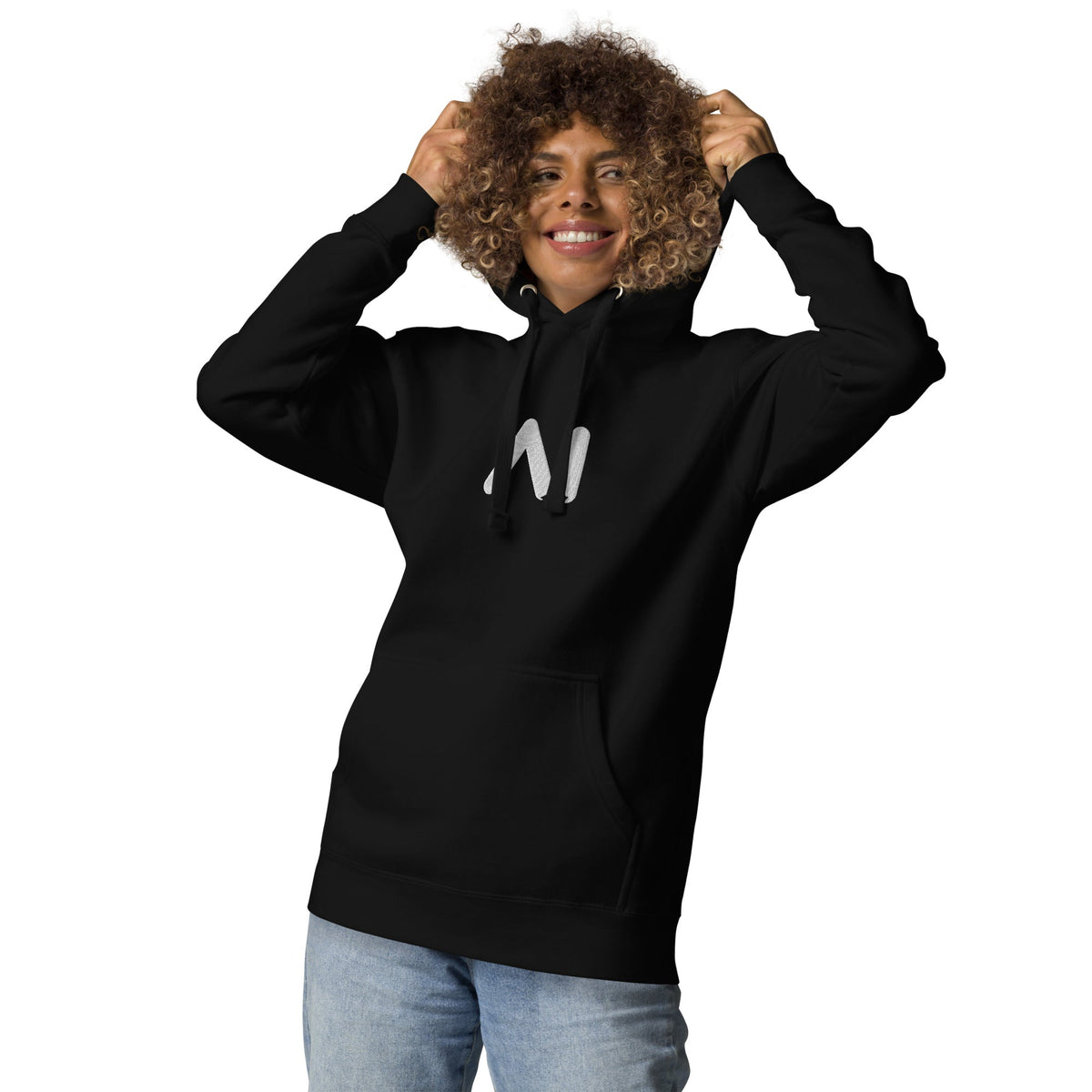 Image of the Premium Small AI Logo Embroidered Hoodie (unisex).