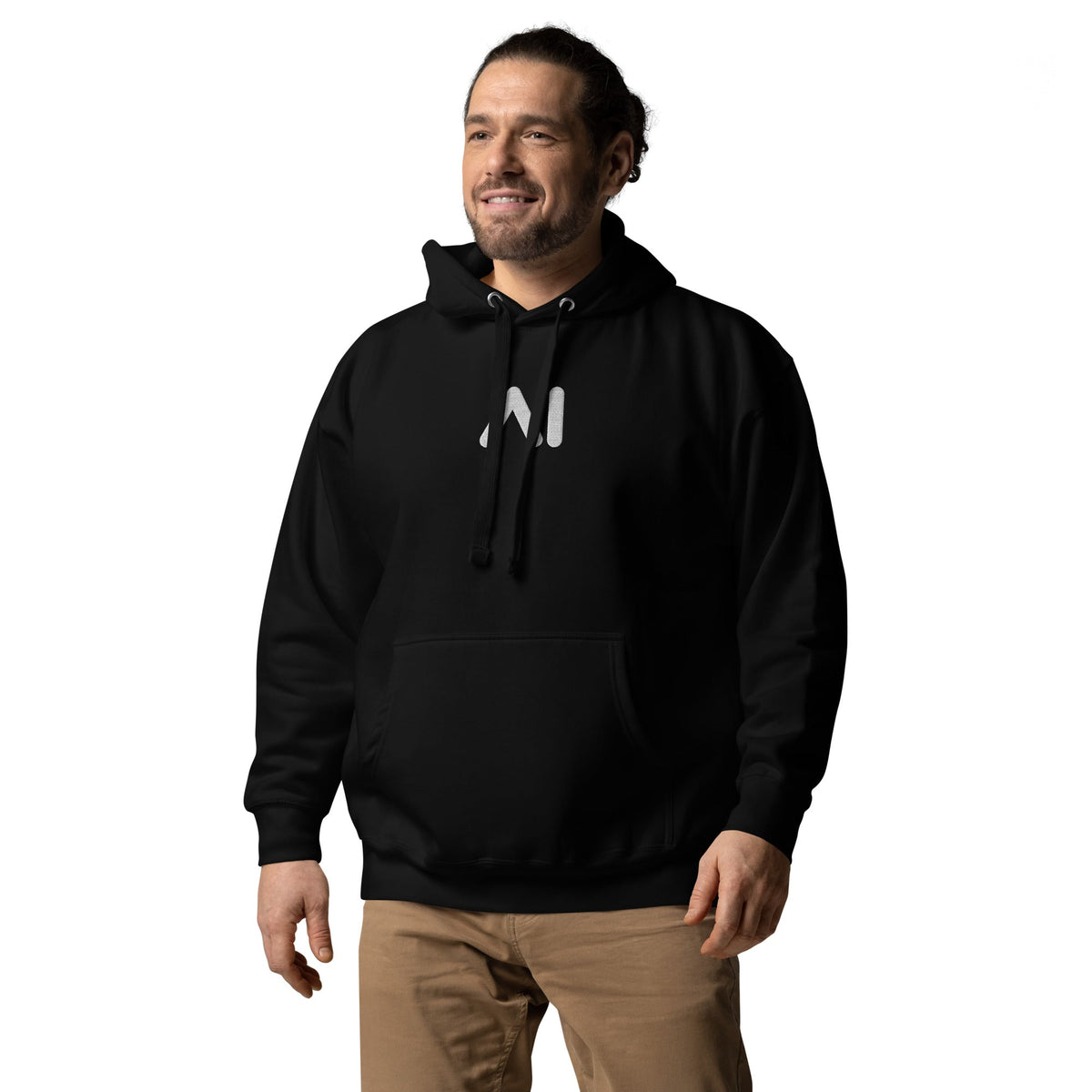 Image of the Premium Small AI Logo Embroidered Hoodie (unisex).