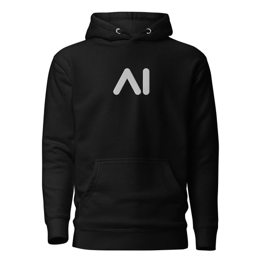 Image of the Premium Small AI Logo Embroidered Hoodie (unisex) Black / M.