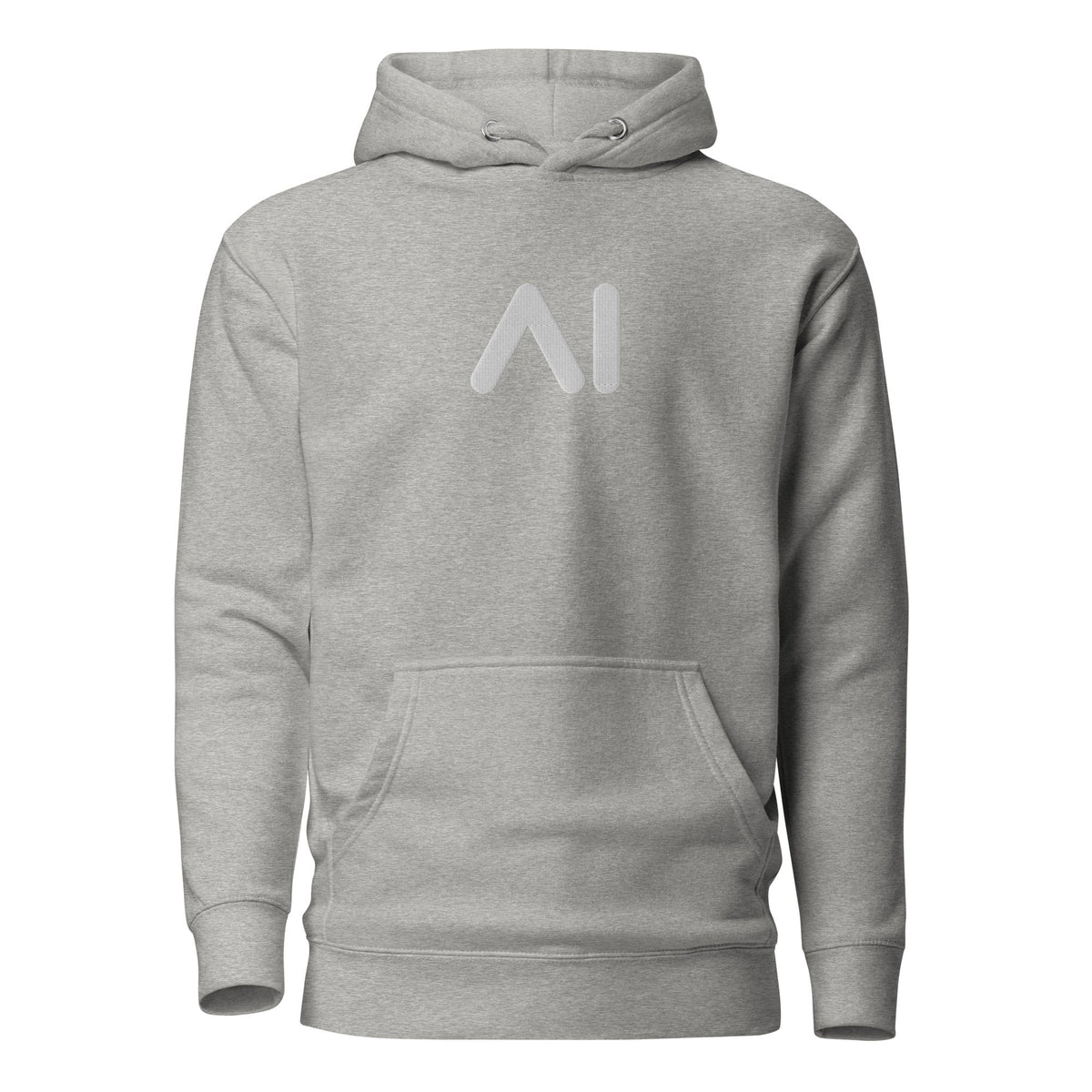 Image of the Premium Small AI Logo Embroidered Hoodie (unisex) Carbon Grey / M.