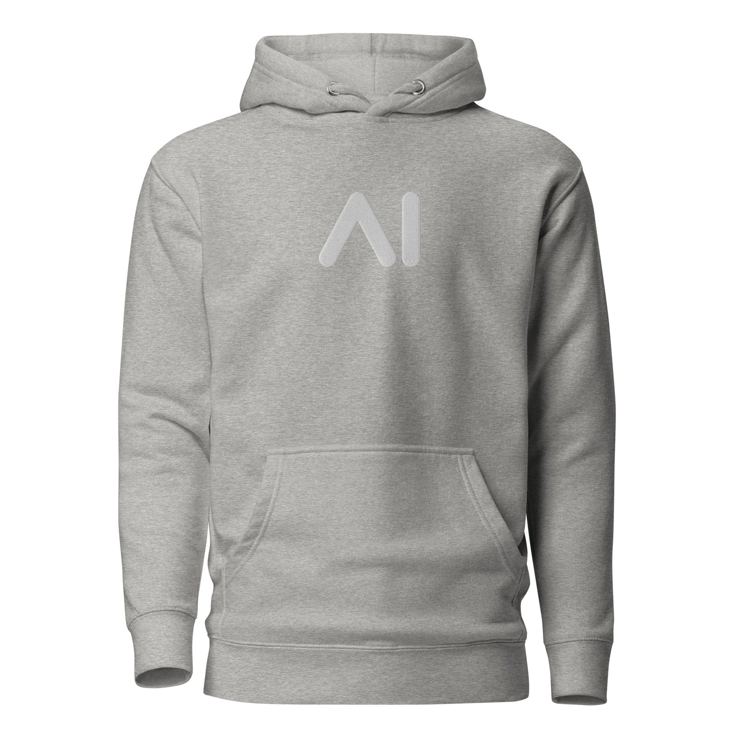 Image of the Premium Small AI Logo Embroidered Hoodie (unisex) Carbon Grey / M.