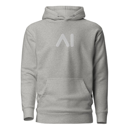 Image of the Premium Small AI Logo Embroidered Hoodie (unisex) Carbon Grey / M.
