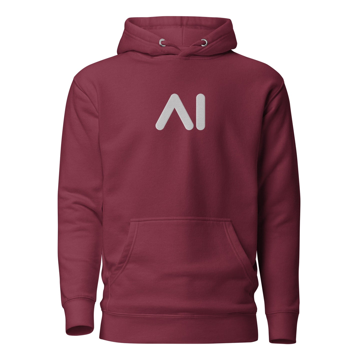 Image of the Premium Small AI Logo Embroidered Hoodie (unisex) Maroon / M.
