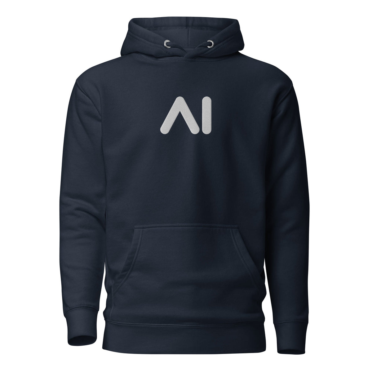 Image of the Premium Small AI Logo Embroidered Hoodie (unisex) Navy Blazer / M.