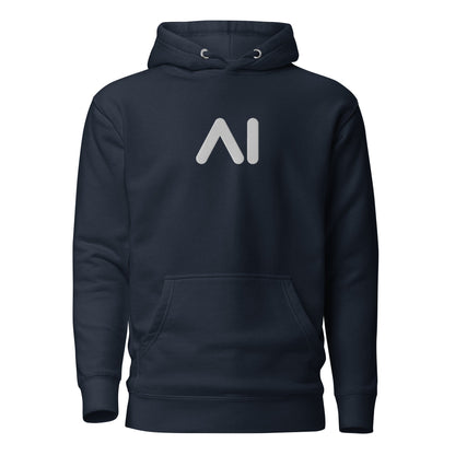 Image of the Premium Small AI Logo Embroidered Hoodie (unisex) Navy Blazer / M.