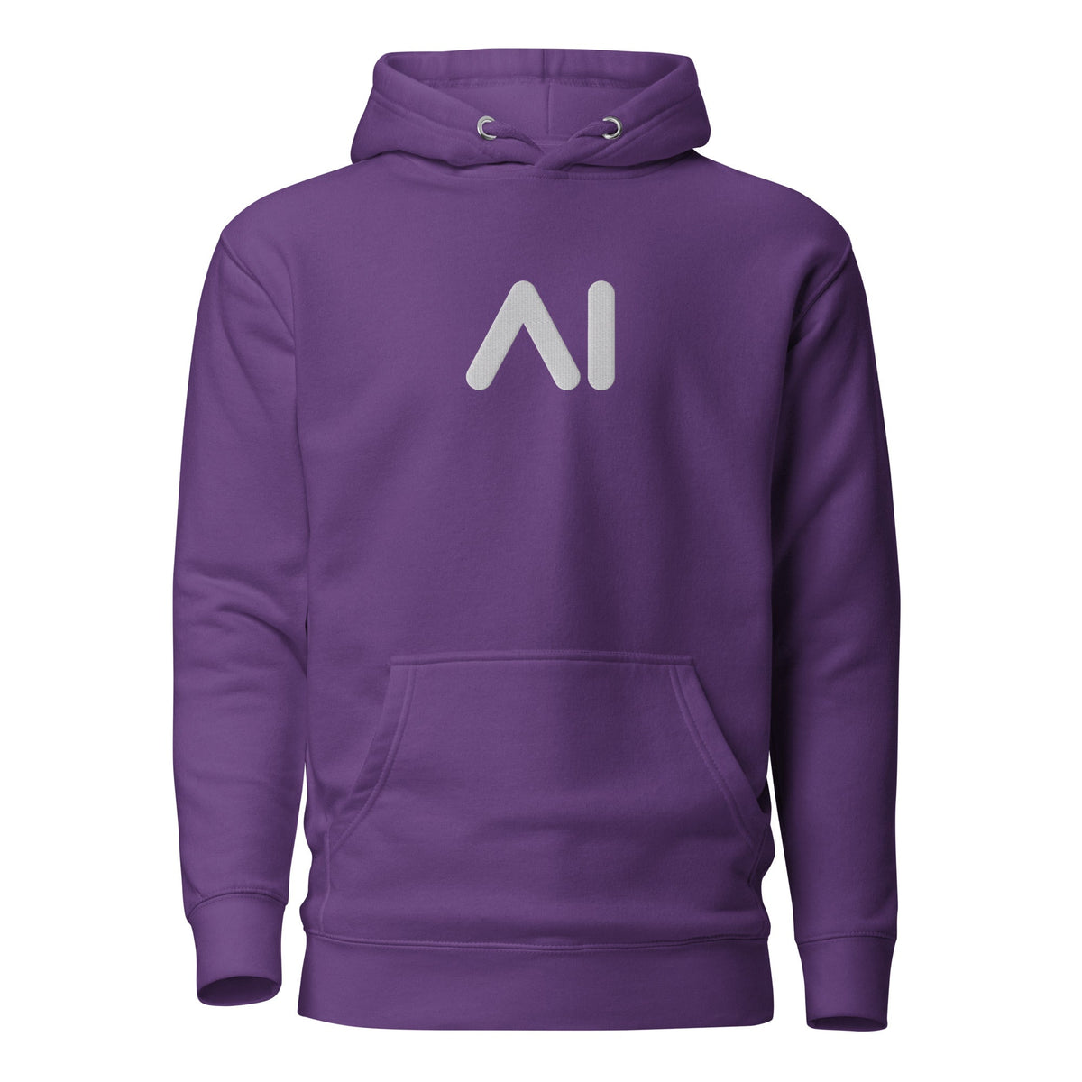 Image of the Premium Small AI Logo Embroidered Hoodie (unisex) Purple / M.