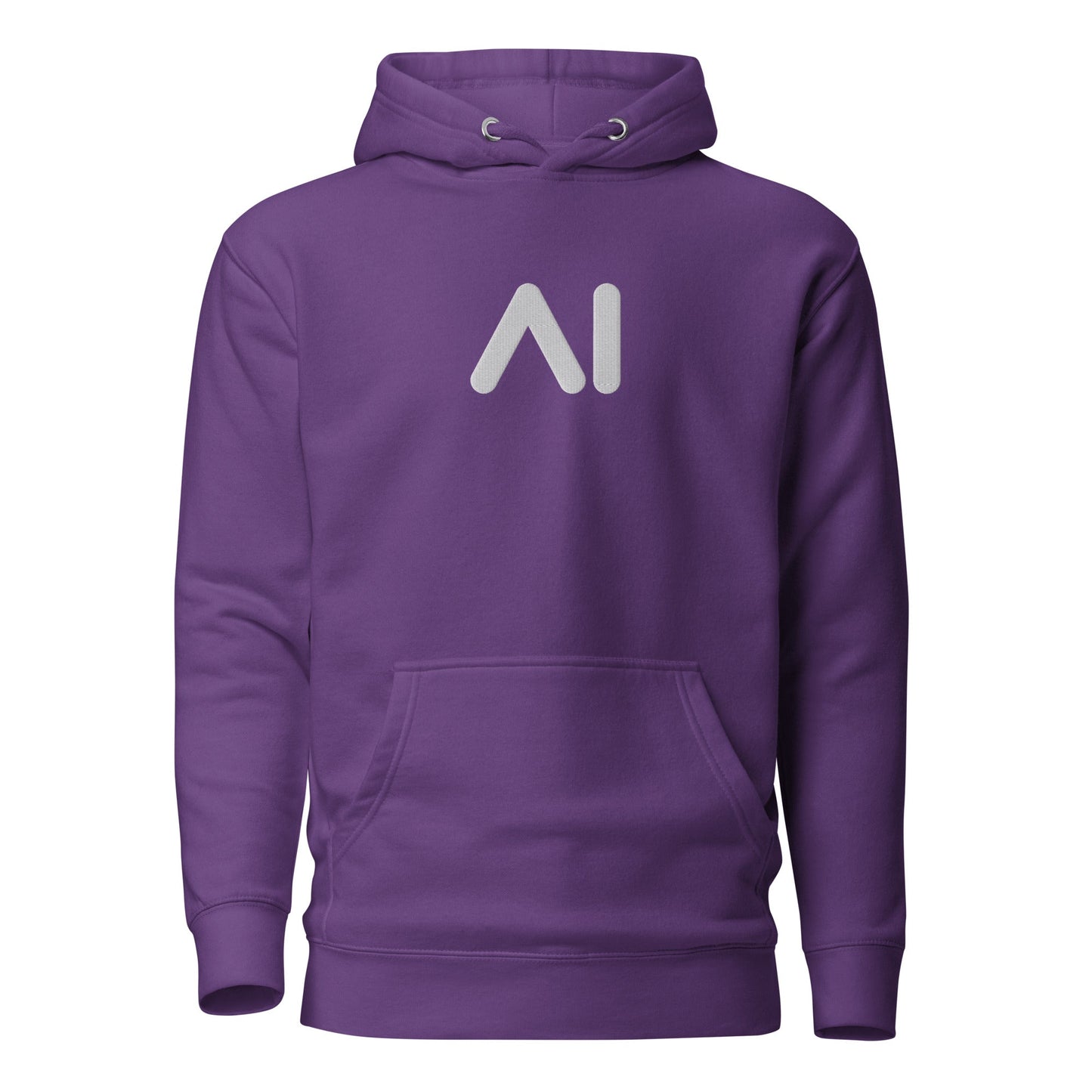 Image of the Premium Small AI Logo Embroidered Hoodie (unisex) Purple / M.