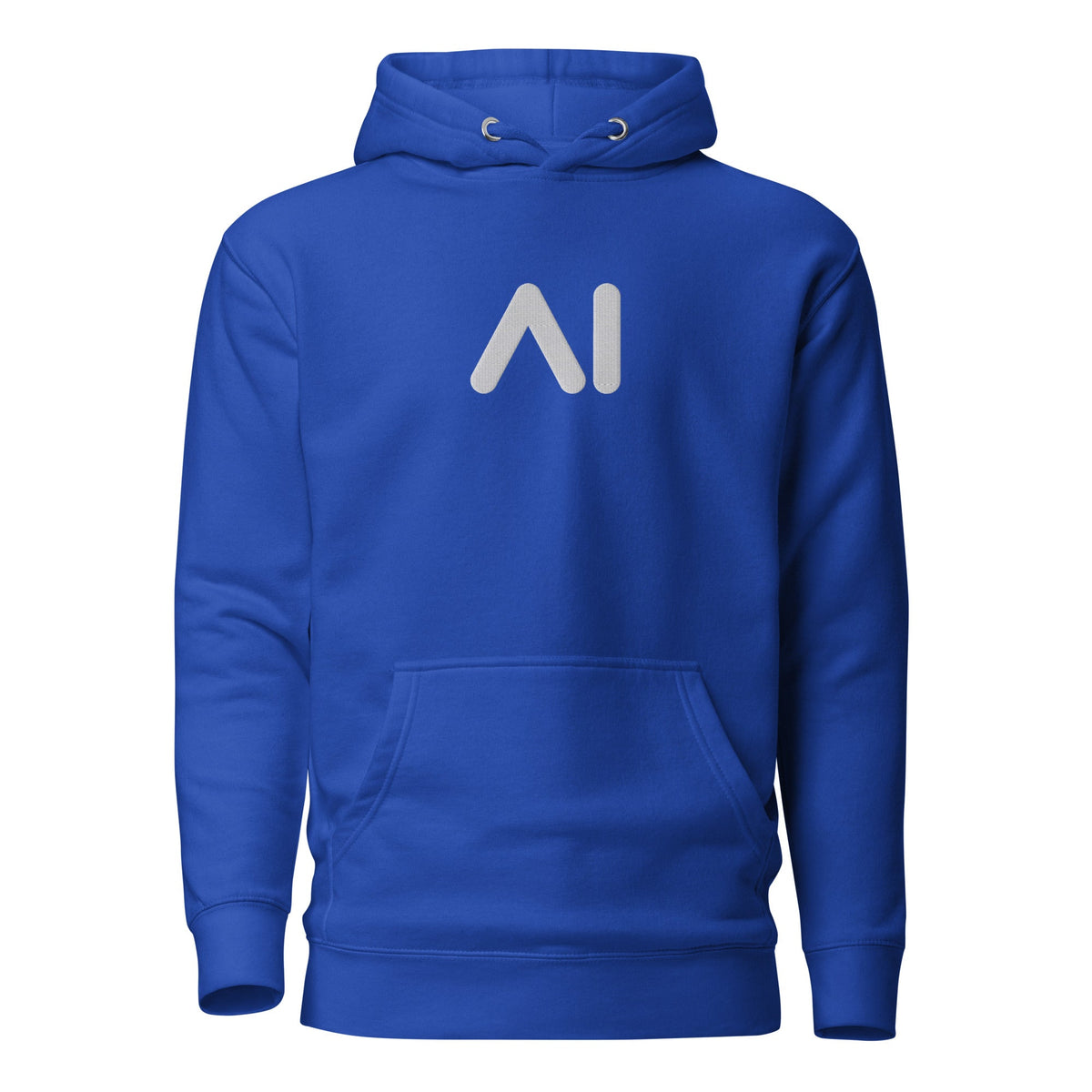 Image of the Premium Small AI Logo Embroidered Hoodie (unisex) Team Royal / M.