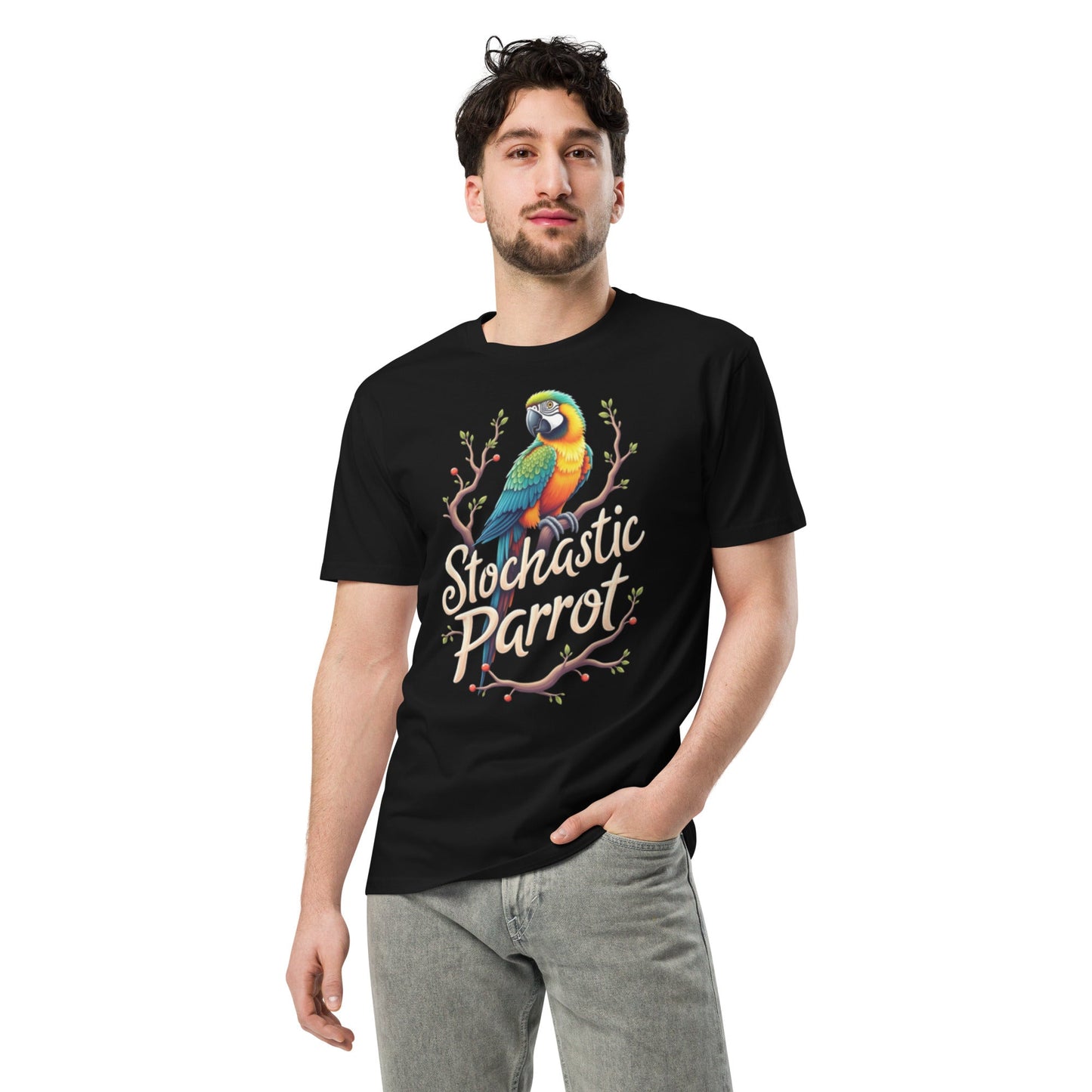 Mockup image of the Premium Stochastic Parrot T Shirt 2 (unisex).