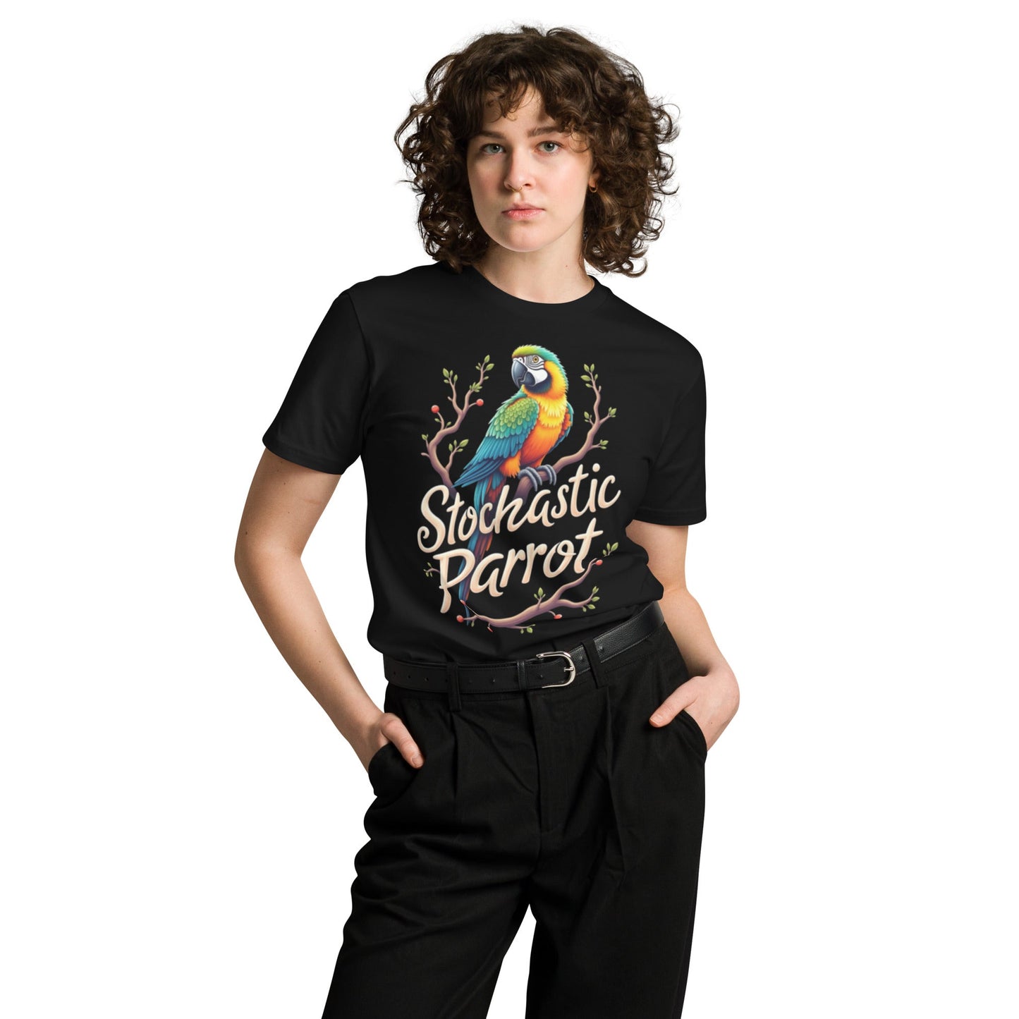 Mockup image of the Premium Stochastic Parrot T Shirt 2 (unisex).