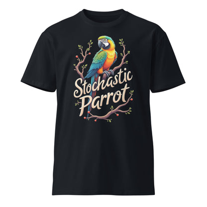 Mockup image of the Premium Stochastic Parrot T Shirt 2 (unisex) Navy / M.