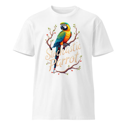 Mockup image of the Premium Stochastic Parrot T Shirt 2 (unisex) White / M.
