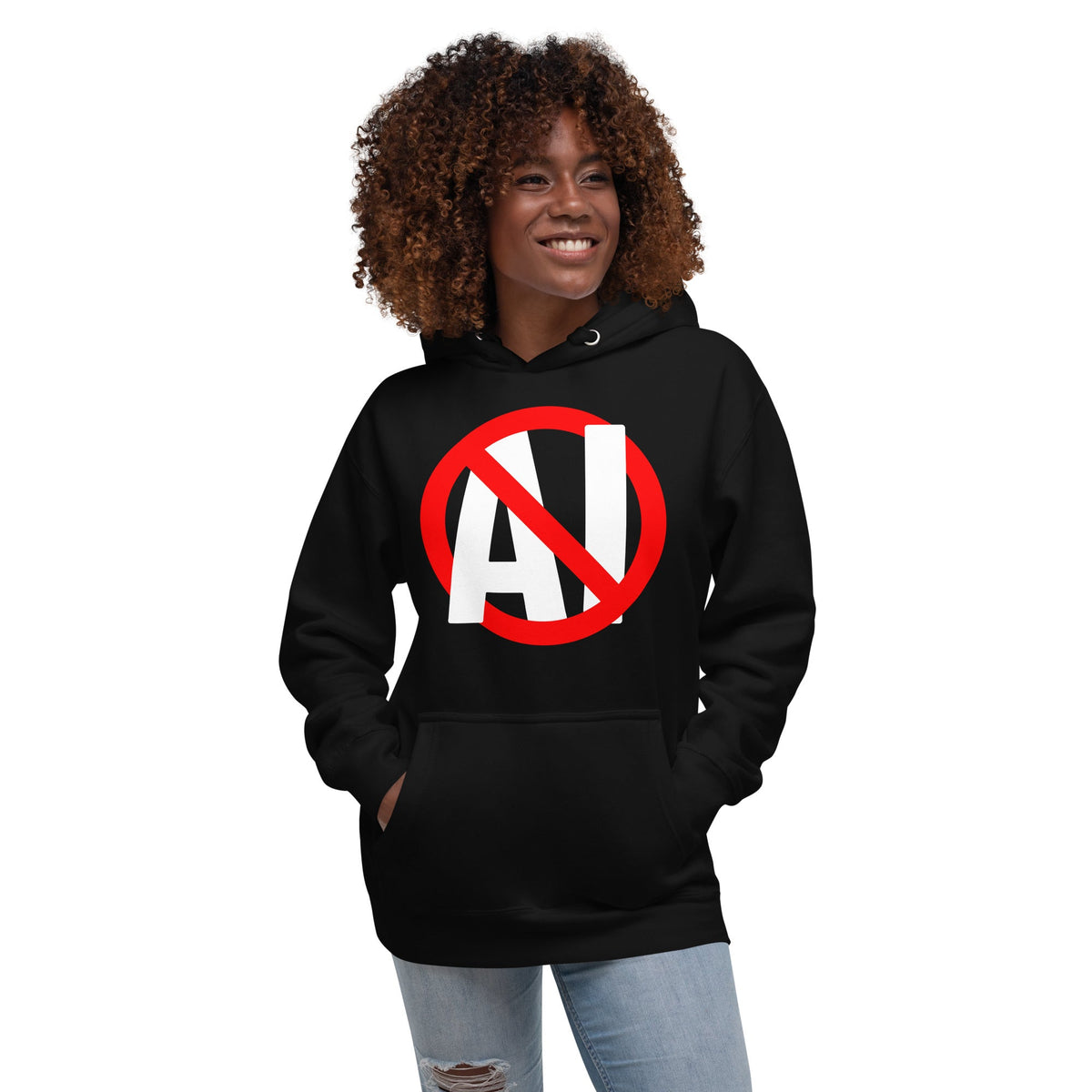 Image of the Premium Stop AI Hoodie (unisex).