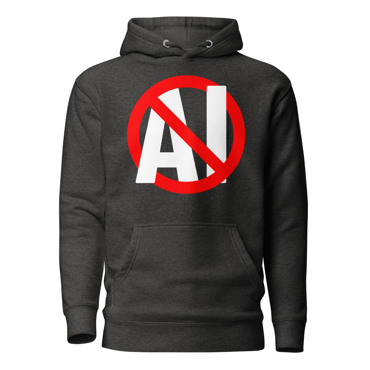 Image of the Premium Stop AI Hoodie (unisex) Charcoal Heather / M.