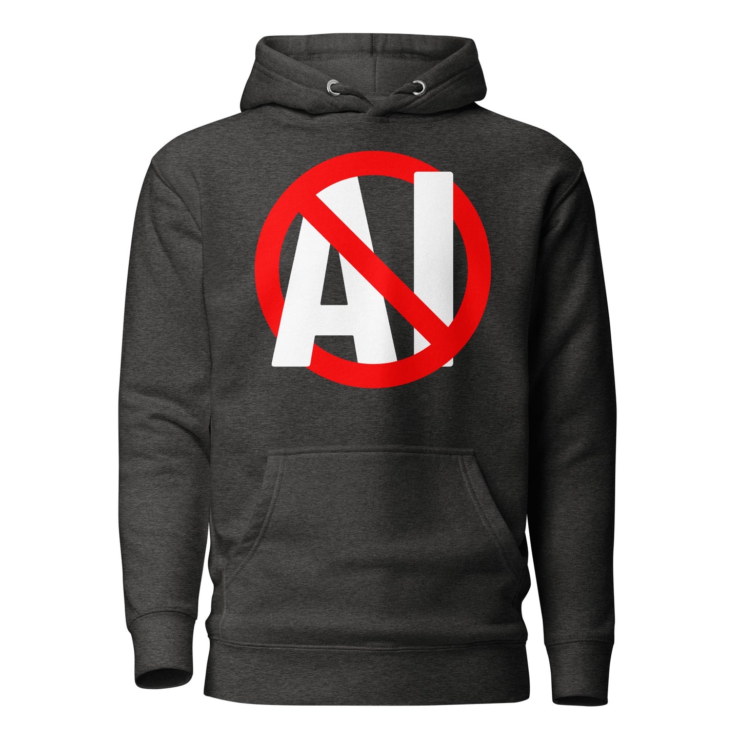 Image of the Premium Stop AI Hoodie (unisex) Charcoal Heather / M.