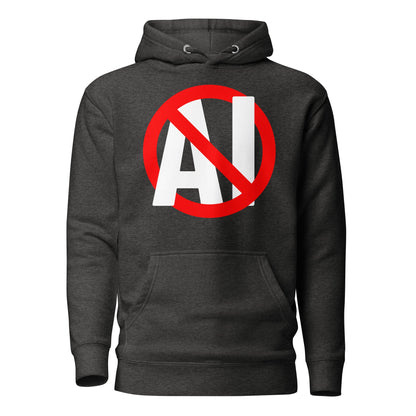 Image of the Premium Stop AI Hoodie (unisex) Charcoal Heather / M.
