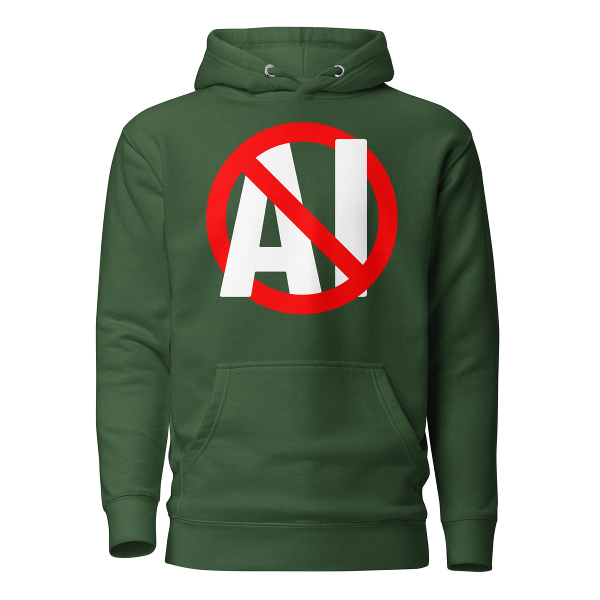 Image of the Premium Stop AI Hoodie (unisex) Forest Green / M.