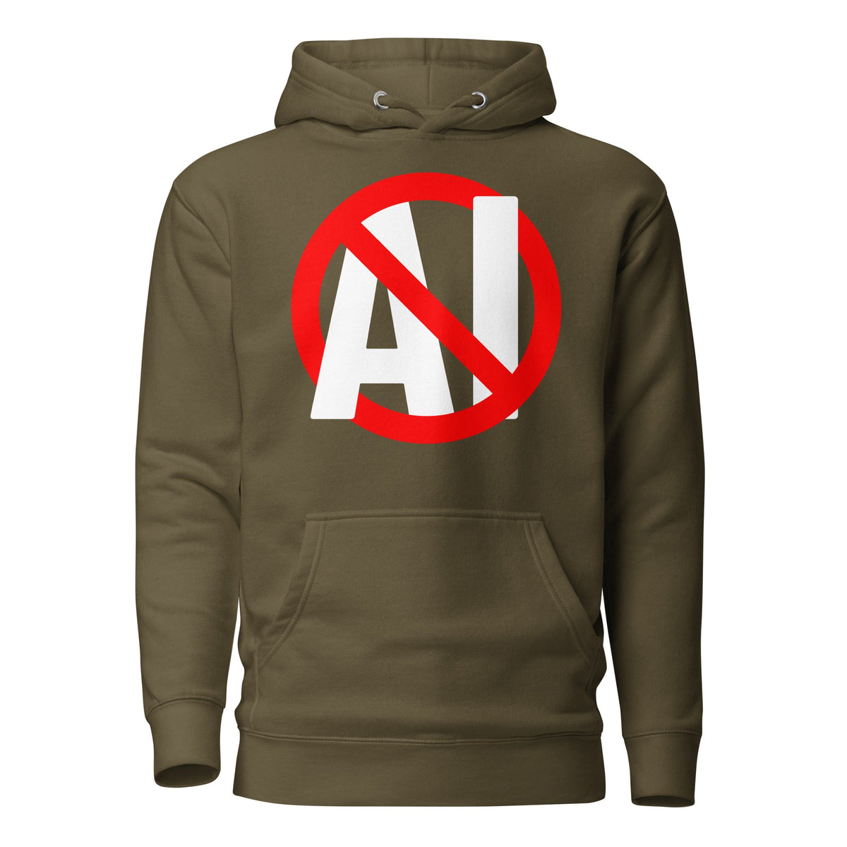 Image of the Premium Stop AI Hoodie (unisex) Military Green / M.