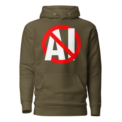 Image of the Premium Stop AI Hoodie (unisex) Military Green / M.
