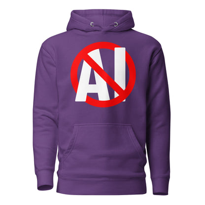 Image of the Premium Stop AI Hoodie (unisex) Purple / M.